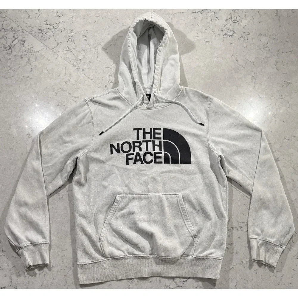 The North Face Hoodie Men Mediums White Fleece Half Dome Pullover Sweatshirt